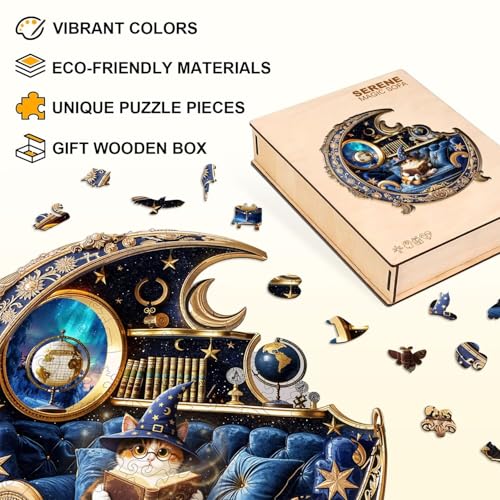 Magic Cat Puzzles Adults Gifts for Women Men Wooden 95 Pieces 8.5 * 8.5in (95 Count)