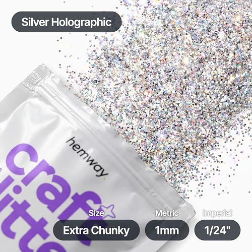 Craft Glitter Silver Holographic 100g Extra Chunky Glitter (3.5 Ounce)