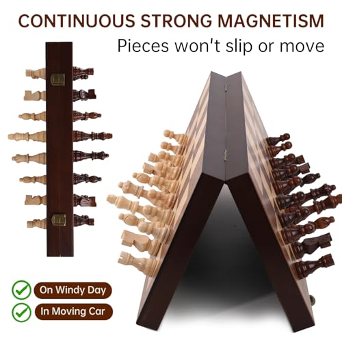 Magnetic Wooden Chess Set 15'' Folding Chess Board