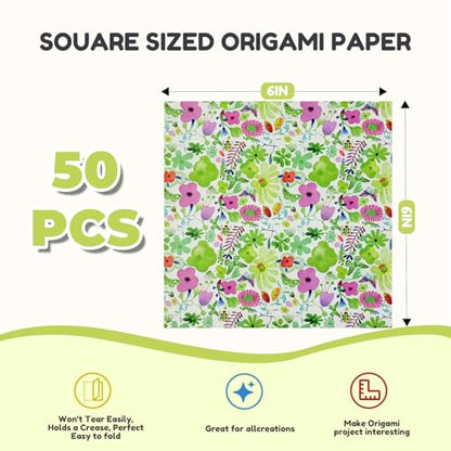 Floral Botanical Patterned Origami Paper (50 Count)