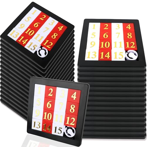 32 Pcs 15 Number Puzzles 2.8 Inch Number Sliding Puzzle Pocket Size Slide Puzzle Brain Teaser Puzzles for Kids Teens Adults School Rewards Party Favors Gift Bag Fillers (32 Count)