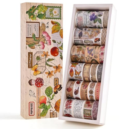 20 Rolls Vintage Washi Tape Set (131.2 Foot)