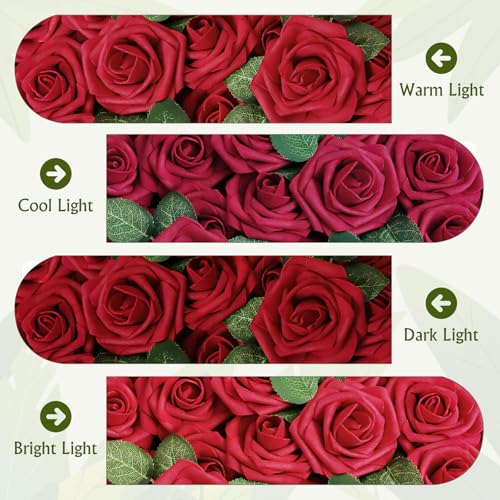 Dark Red Rose 25pcs Real Looking Artificial Flowers w (25 Count)