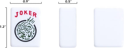 American Mahjong Game Set, 166 White Tiles, 4 All-in-One Color Rack/Pushers, Complete Mahjong Tile Set, Printed Carrying Bag