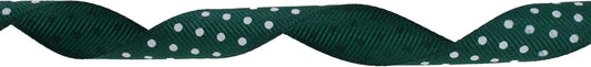 Polka Dot Grosgrain Ribbon 25 Yard Each Roll 100% Polyester (5/8", Dark Green) - Crafty Corner