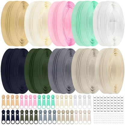 31 Yards 10 Pcs Sewing Zippers #3 Nylon Coil Zippers Assorted Zipper for Sewing with 40 Zipper Sliders for DIY Tailor Sewing Crafts Supplies