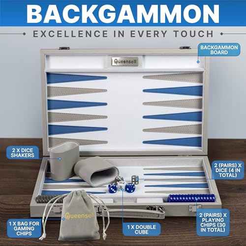 Large Gray Backgammon Set for Adults