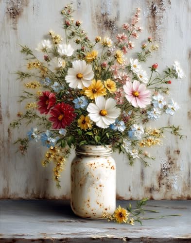 14ct Counted Stamped Cross Stitch Kits for Adults Flowers Printed Cross Stitch Patterns Art Crafts Cross Stitch Supplies