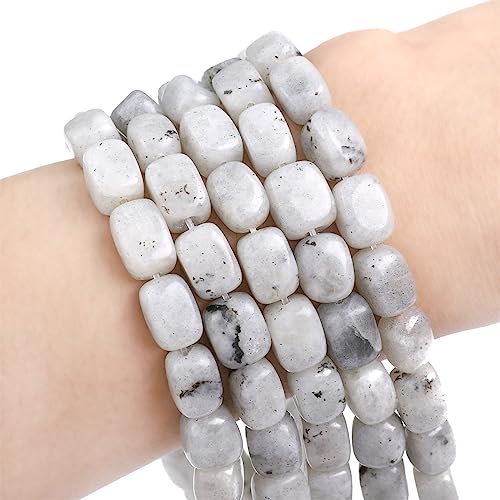 Natural Spectrolite Cuboid Stone Loose Semi Gemstone Beads for Jewelry Making 8mmx12mm 38cm (33 Count)