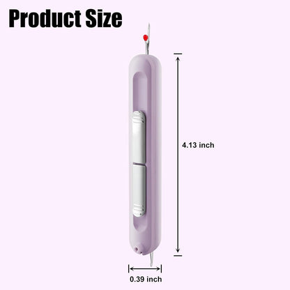 Needle Threaders, 2 in 1 Plug-in Needle Threader Seam Ripper Tool, Automatic Stretchable Seam Rippers for Sewing, Hand Quilling Supplies,Embroidery Stitch Removal (Purple/Green)