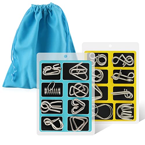 Metal Wire Puzzle Set of 16 with Pouch (16 Count)