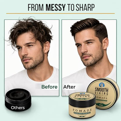Smooth Viking Medium Hold & High Shine Pomade (2 Ounce)