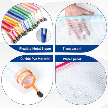 9pcs A4 Mesh Zipper Pouch Bags (9 Count)