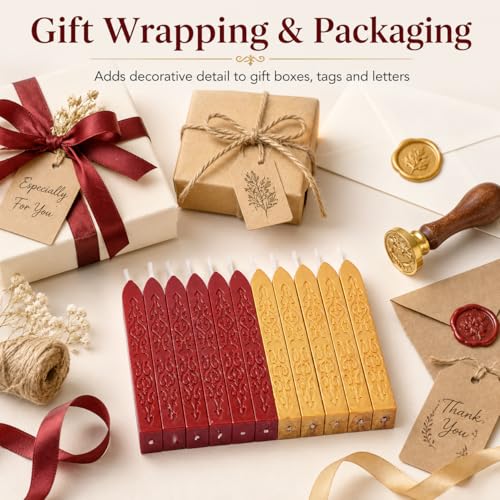 12 Pack Pattern Wick Sealing Wax Sticks for Wax Seal Stamp (12 Count)