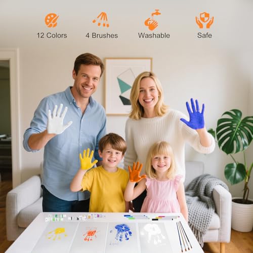 Family Handprint Photo Frame with 12 Paints & 12 Pens