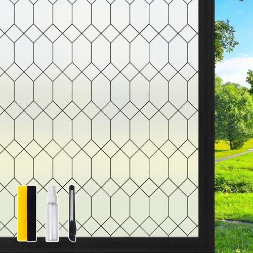 Moroccan Lattice Window Privacy Film Stained Glass 17.7in X 78.7in