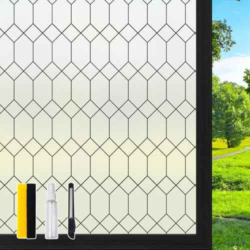 Moroccan Lattice Window Privacy Film Stained Glass 29.5in X 118.1in