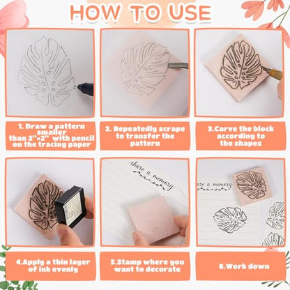 24 Pcs 2" x 2" Rubber Carving Block Printmaking Stamp (24 Count)