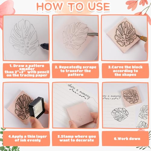 48 Pcs 2" x 2" Rubber Carving Block Printmaking Stamp (48 Count)