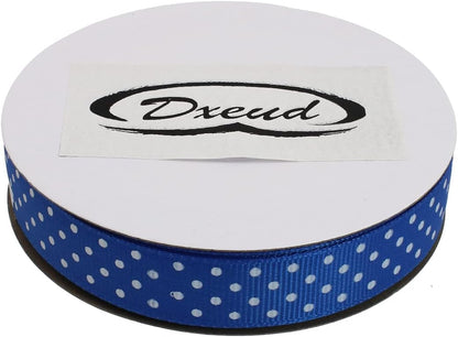 Polka Dot Grosgrain Ribbon 25 Yard Each Roll 100% Polyester (5/8", Royal Blue) - Crafty Corner