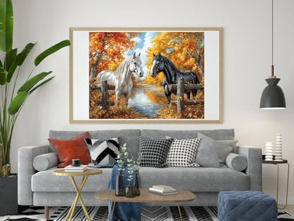 Art Crafts 14ct Counted Cross Stitch Patterns Kits Animals Horses Printed Stamped Cross Stitch Kits for Adults Needlepoint Kits