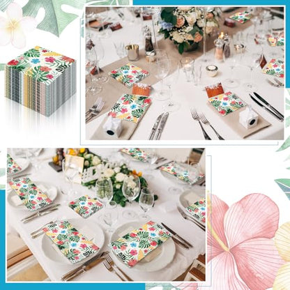 60 Pcs Hawaiian Cocktail Paper Napkins 6.5 x 6.5 Inches