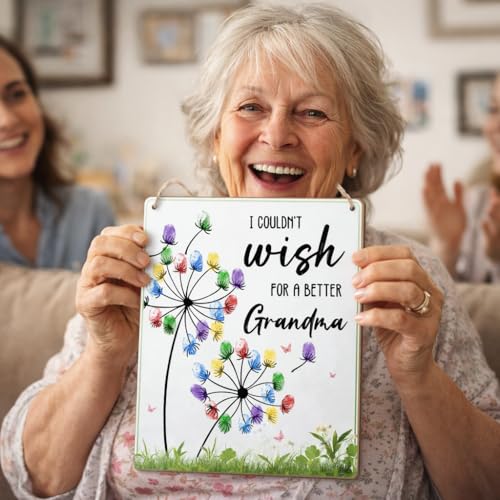 Dandelion DIY Custom Mothers Day Gift For Grandma Fingerprint Sign