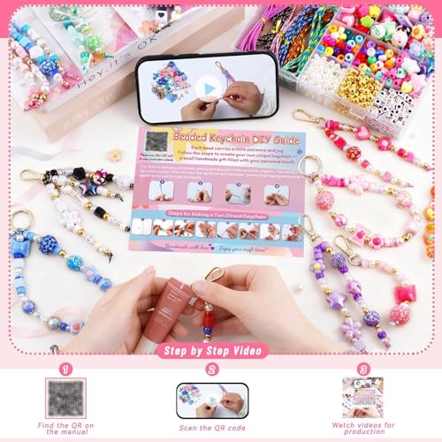 Acrylic 865PCS Beaded Keychain Making Kit