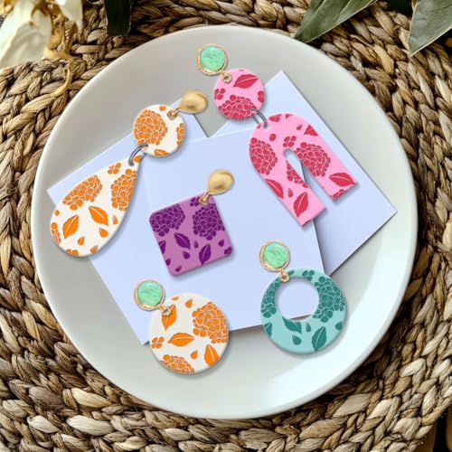 Hydrangea Texture Polymer Clay Texture Sheets Flowers Leaves Pattern Silicone Texture Stamp Clay Modeling Pattern Pad Texture Sheets for Polymer Clay Making Earrings Jewelry