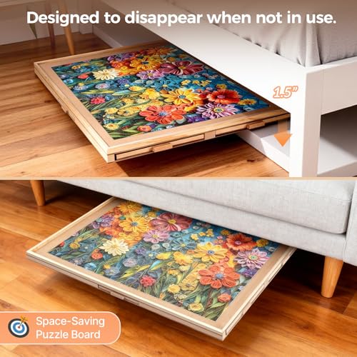 1500 Pieces Rotating Puzzle Board with 6 Drawers and Cover (1500 Count)