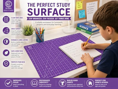 A2 (25"x19") Professional Grade Self-Healing Cutting Mat (Purple) - Odor-Free, Double-Sided, eco-Friendly, Durable. Premium Desk mat for Crafting, Sewing, Quilting and Art Projects