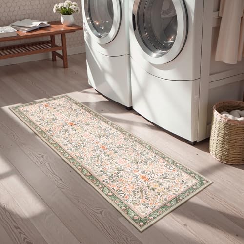Boho Floral Birds Laundry Room Rug Runner 2x5