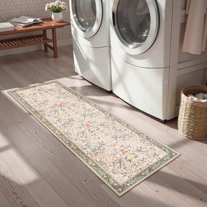 Boho Floral Birds Laundry Room Rug Runner 2x5