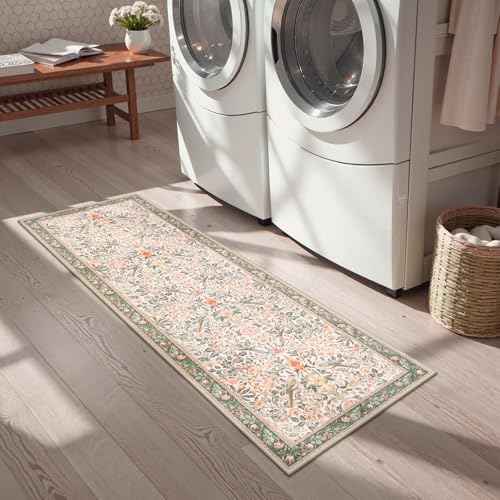 Boho Floral Birds Laundry Room Rug Runner 2x5