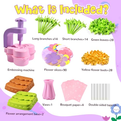 Flower Bouquet Craft Kit Flowers Market Toy Educational Toys Fun DIY Activity Set Christmas Birthday Gift for 4 5 6 7 8+ Year Old Girls and Boys