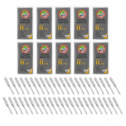 50 PCS Embroidery Sewing Machine Needles for Brother Size 75 (50 Count)