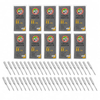 50 PCS Embroidery Sewing Machine Needles for Brother Size 75 (50 Count)