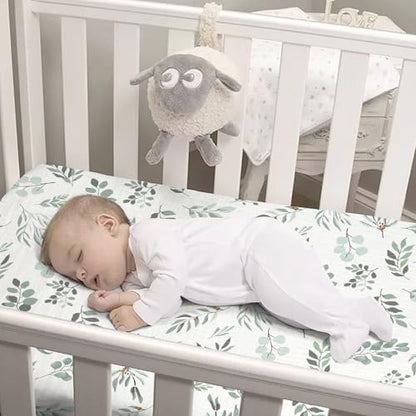 Organic Crib Sheets Fitted Crib Mattress Sheet 2 Pack 52x28 Inches 100% Muslin Cotton for Baby Girls & Boys (2 Count)