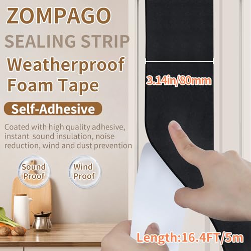 Single Sided Foam Weather Stripping Tape Black