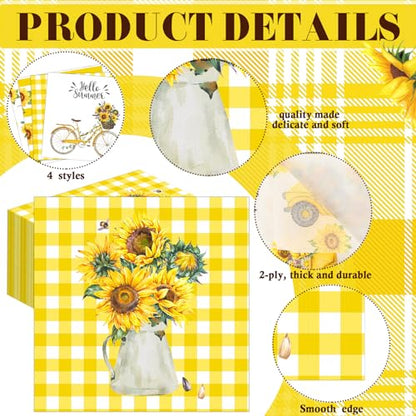 200 Pieces Summer Sunflower Cocktail Napkins 2