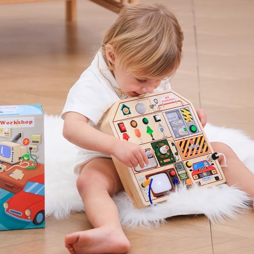 Montessori Wooden Busy Board for Toddlers 3 4 5 Years Old