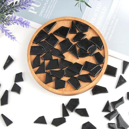 Black Glass Mosaic Tiles for Crafts Bulk (7.05 Ounce)