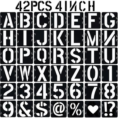 4 in Alphabet Number Stencils for Painting