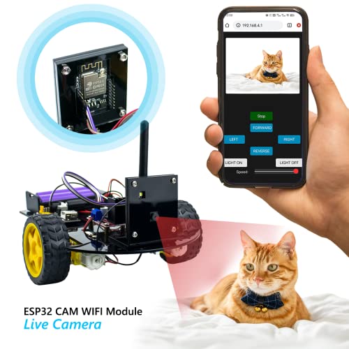 2WD Smart Robot Car Kit ESP32 Camera Starter Kit with Tutorial Compatible with Arduino IDE