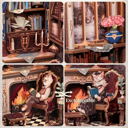 Book Nook Kit Cat Miniature House Kit