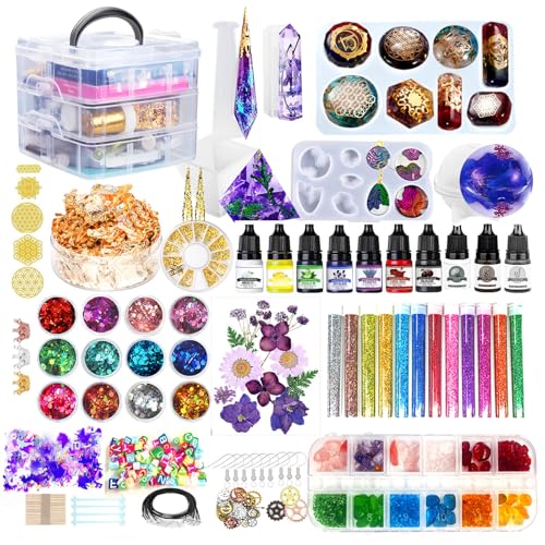 Resin Kit 3 Tier Storage Box Jewelry Making Kit with Molds (125 Count)