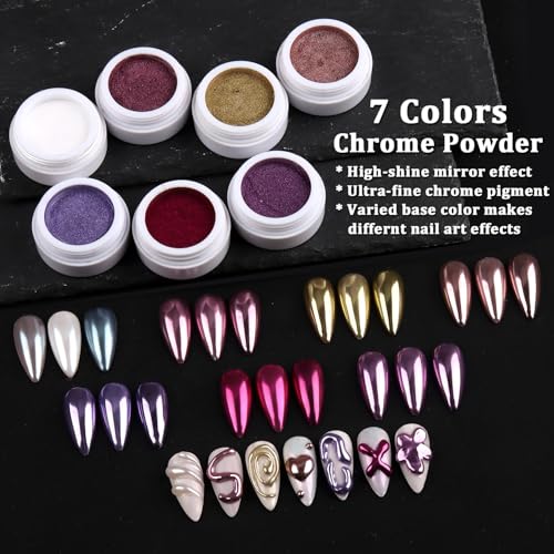 7 Colors Chrome Nail Powder (2.6 Ounce)