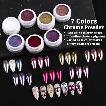 7 Colors Chrome Nail Powder (2.6 Ounce)