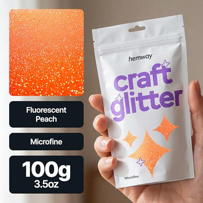 Craft Glitter Fluorescent Peach 100g Microfine Glitter (3.5 Ounce)