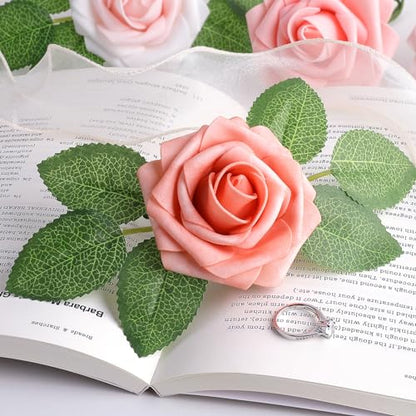 Blush Shades Rose 25pcs Real Looking Artificial Flowers w
